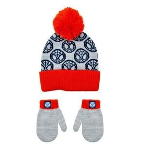 Spider-man Winter Hat Mitten Set Toddler Size 2T - 5T Marvel